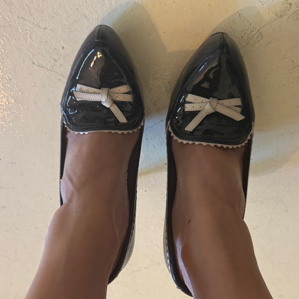 Jason Wu Glossy Black and White Bow Loafers